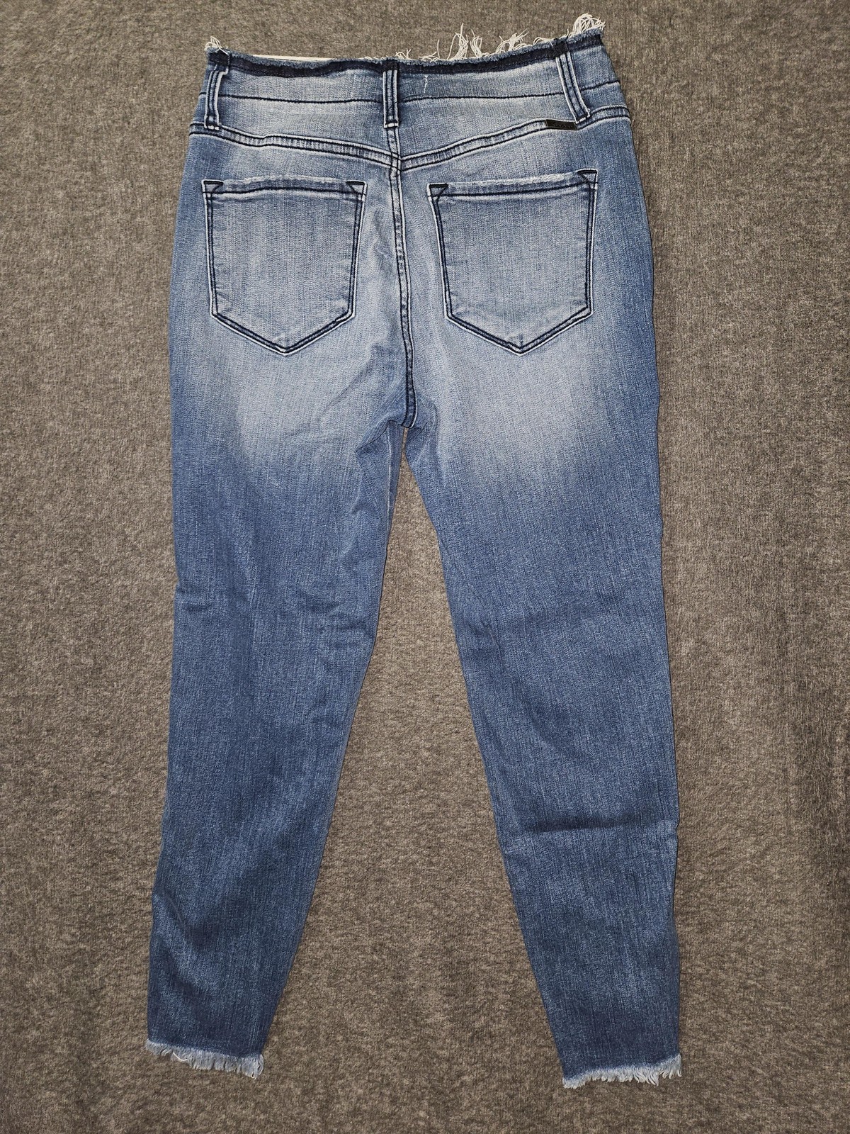KanCan Jeans Womens 11/29 Blue High Rise Button Fly Distressed Raw Hem Denim