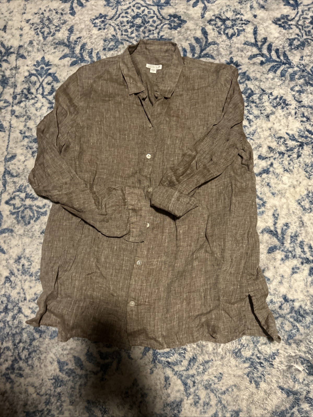 J. Jill Love Linen Essential Shirt Purple Long Sleeved Button Up Women’s Size M
