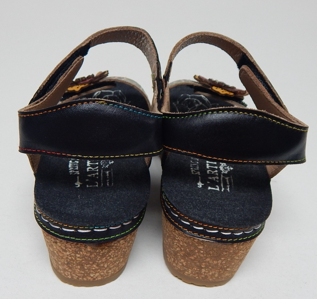 L’Artiste by Spring Step Cuteness Size EU 35 (US 5) Wedge Sandals Black Floral