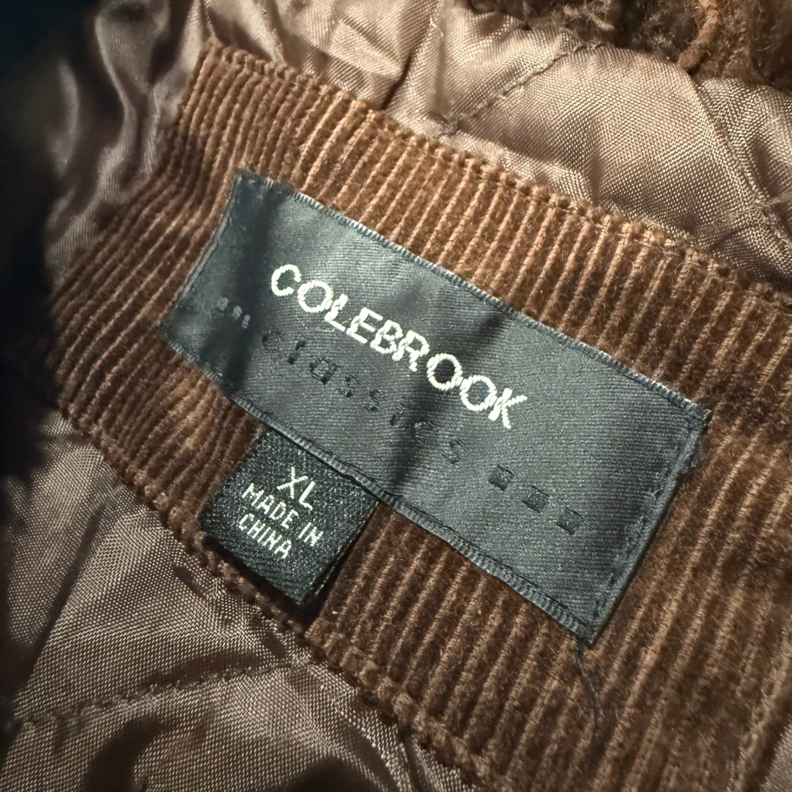 Colebrook Classics Womens XL Brown Corduroy Faux Fur Trim Quilted Jacket Boho