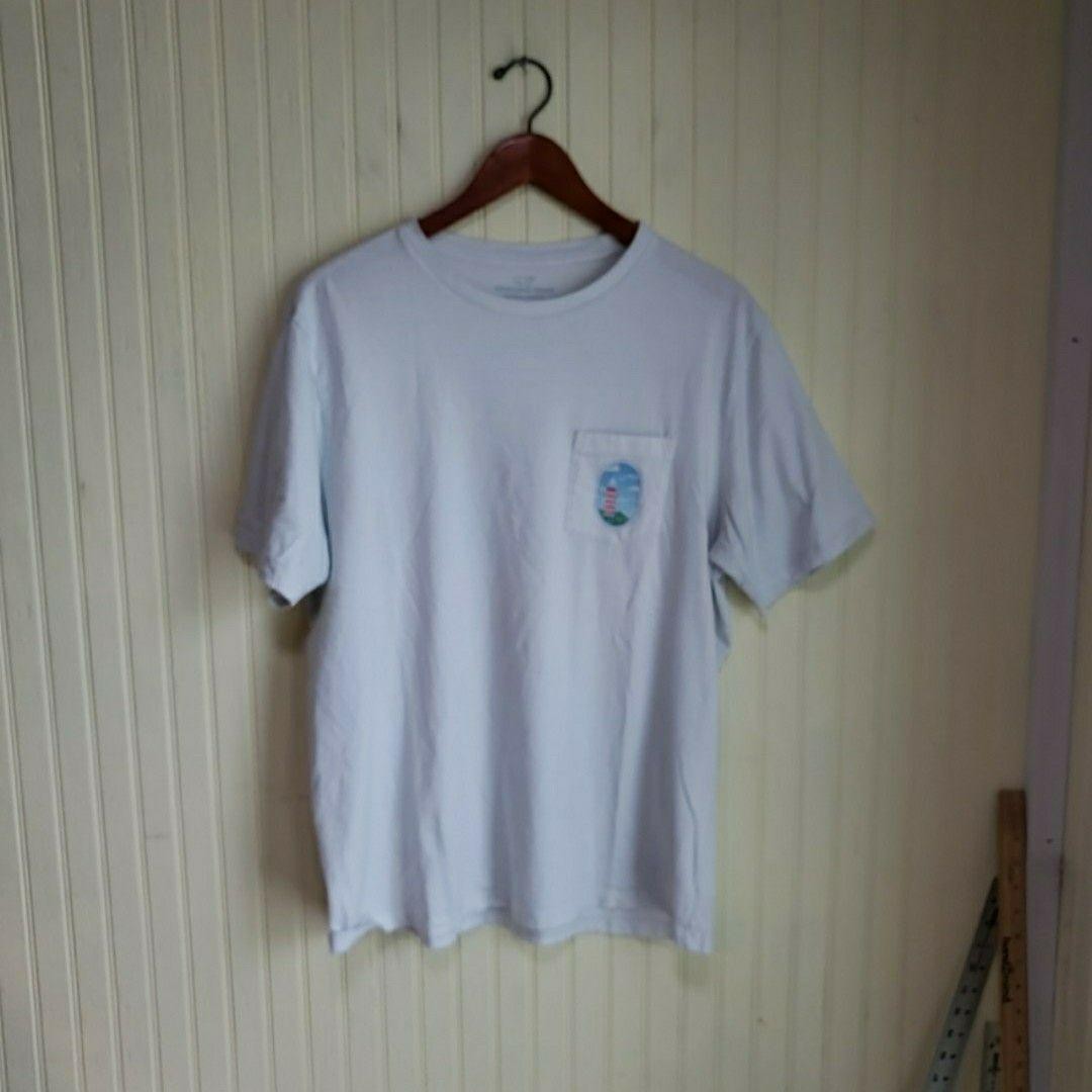 Vineyard Vines Shirt Mens Large Light Blue Lighthouse Pocket Graphic Tagless Tee