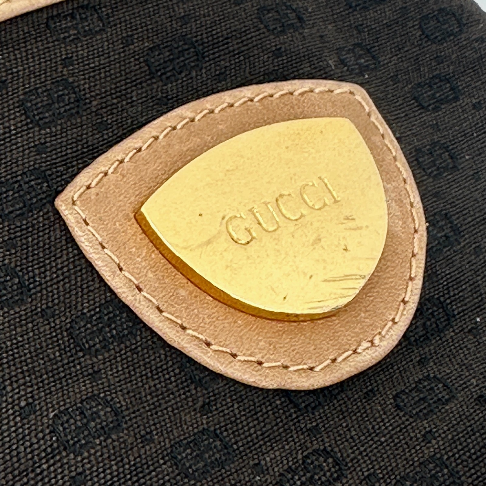 Gucci Vintage Black Brown Canvas Leather Drawstring Mini Bucket Bag Mcro GG Auth