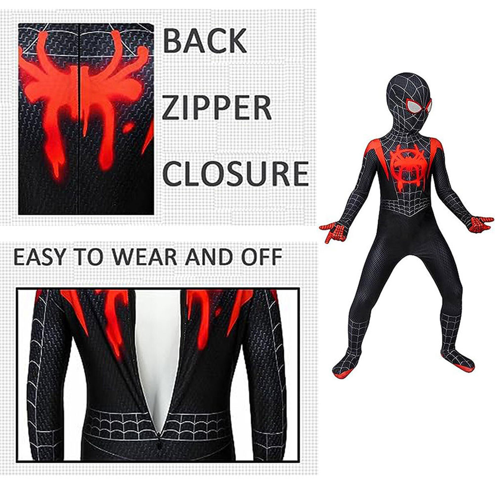 Kids SpiderMan Cosplay Costume Boys Tobey Maguire Outfit Jumpsuit Fancy Dress