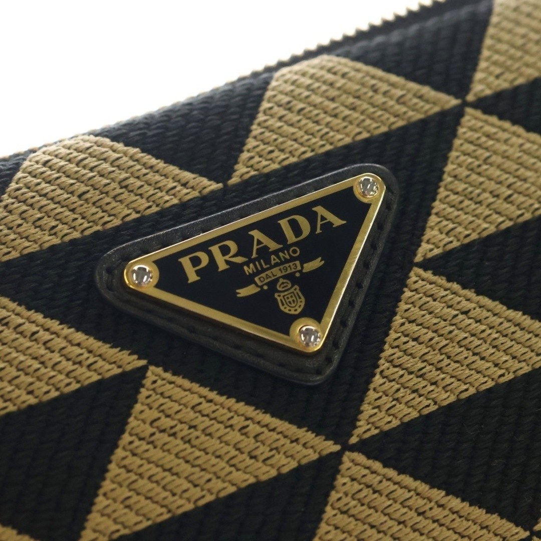 PRADA Triangle Logo Plate Canvas Leather 2-way Hand Chain One Shoulder Bag Used