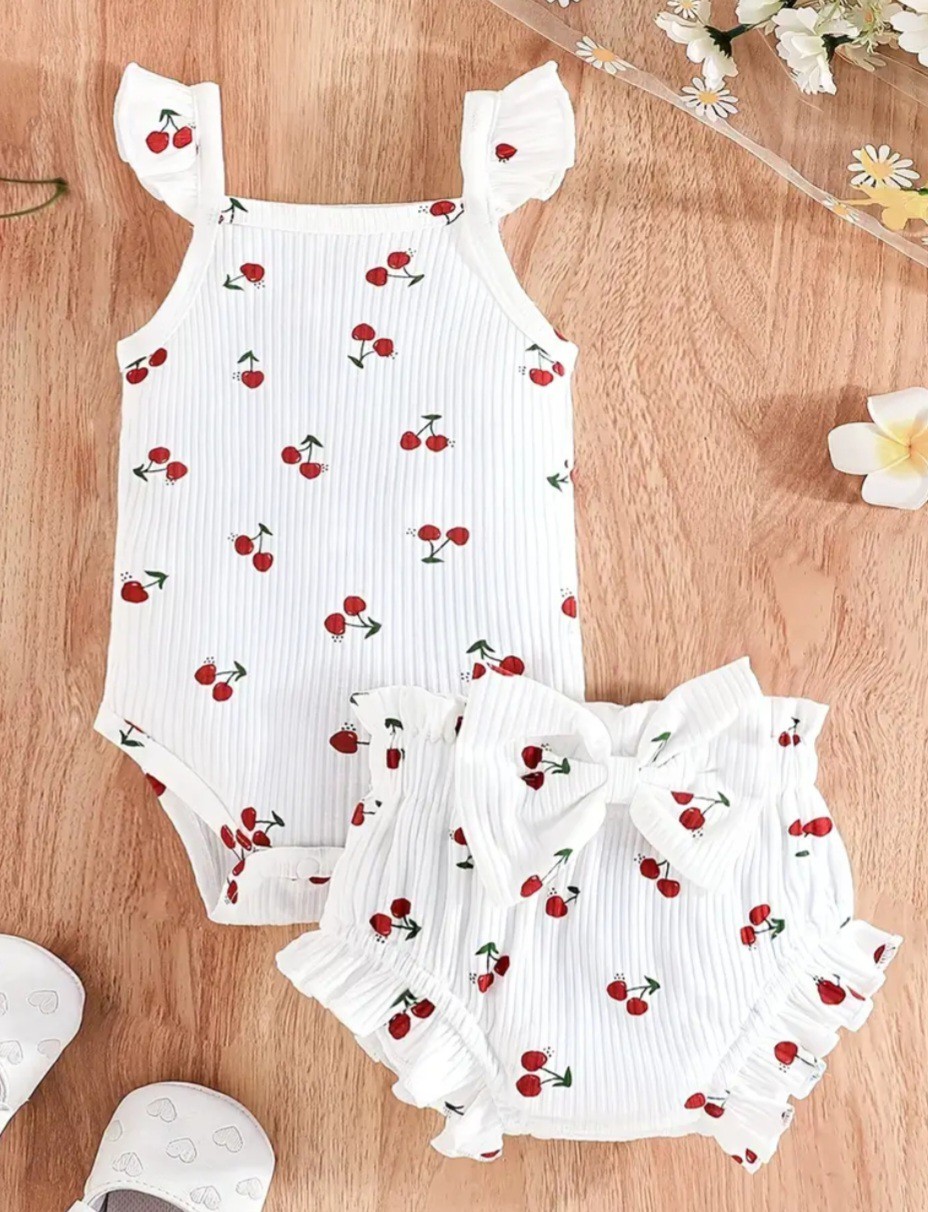 Girls Cherry design Top & Short Set Girls Outfit 9-12 Months
