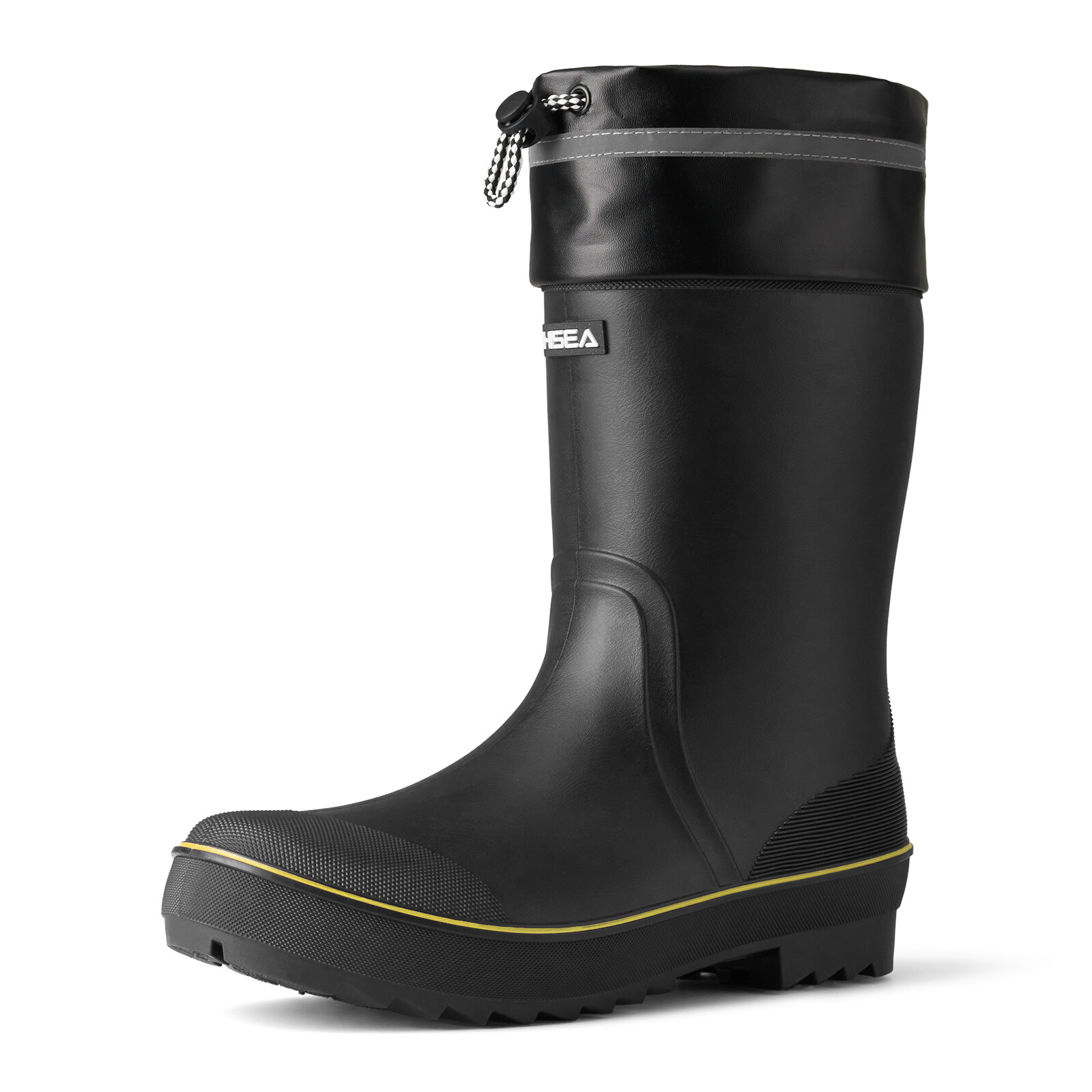 HISEA Men Rubber Rain Boots Strap Collar Lightweight Soft Yard Fishing Work Boot