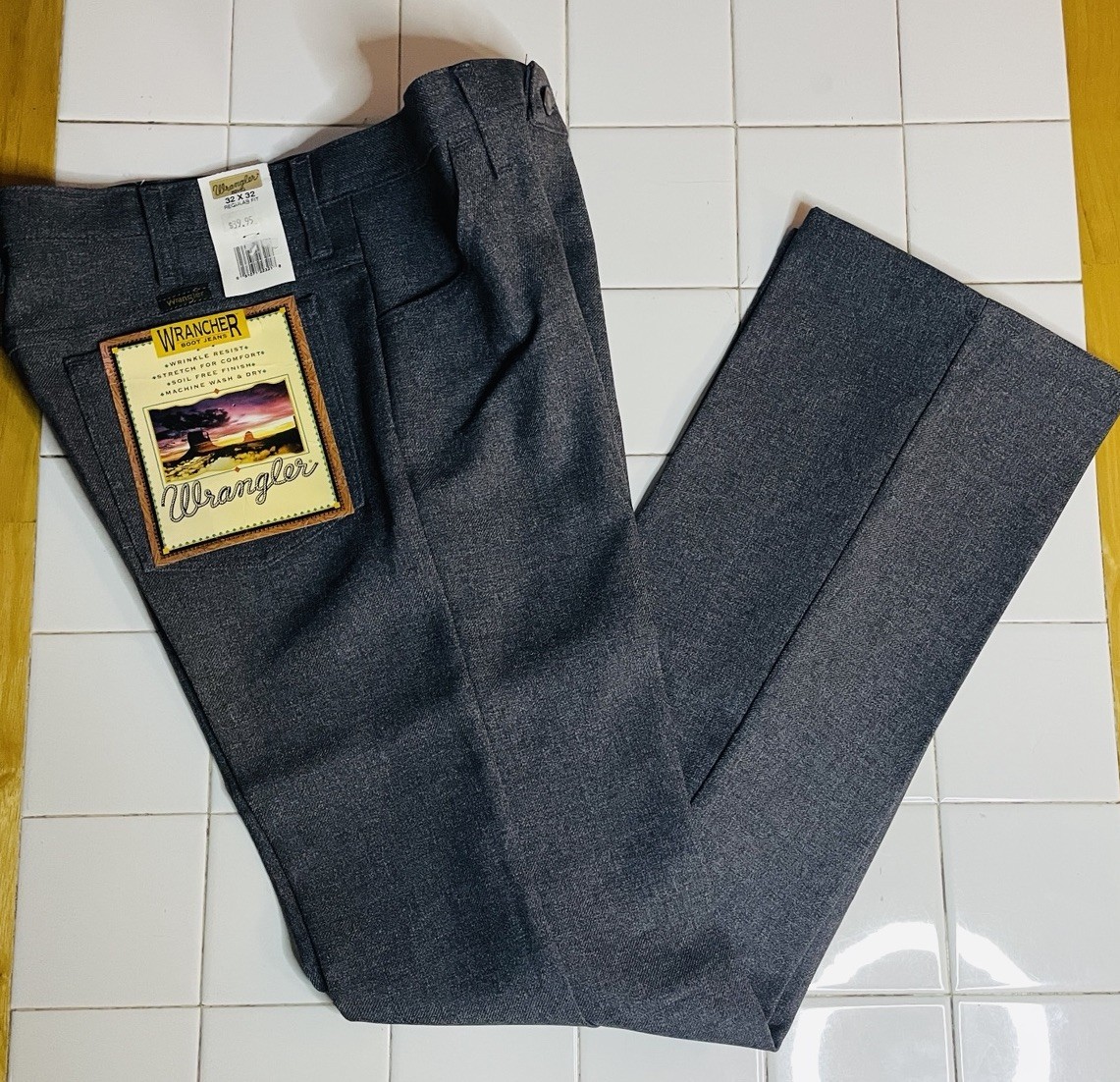 NWT Men’s Wrangler® Wrancher Heather Gray 82HG Polyester Pants Multi Size