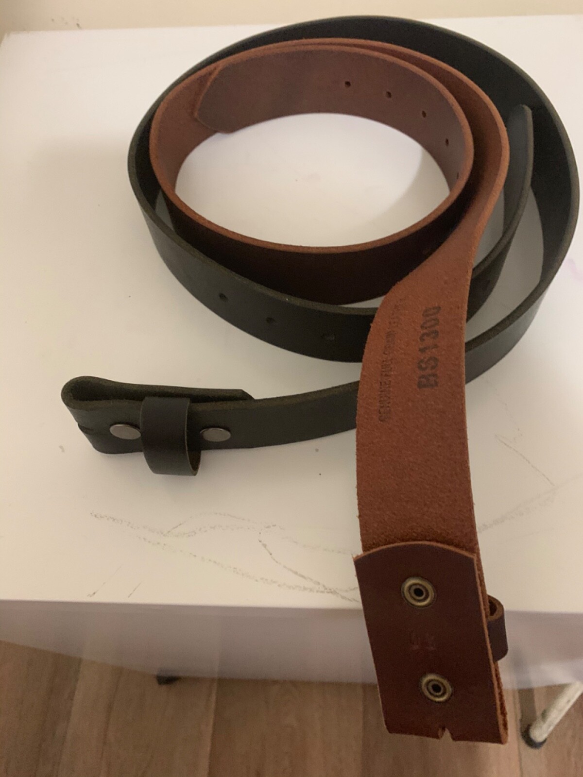 SET OF 1.5 Inch BLACK AND BROWN BUFFALO LEATHER BELTS Interchangeable Buckles