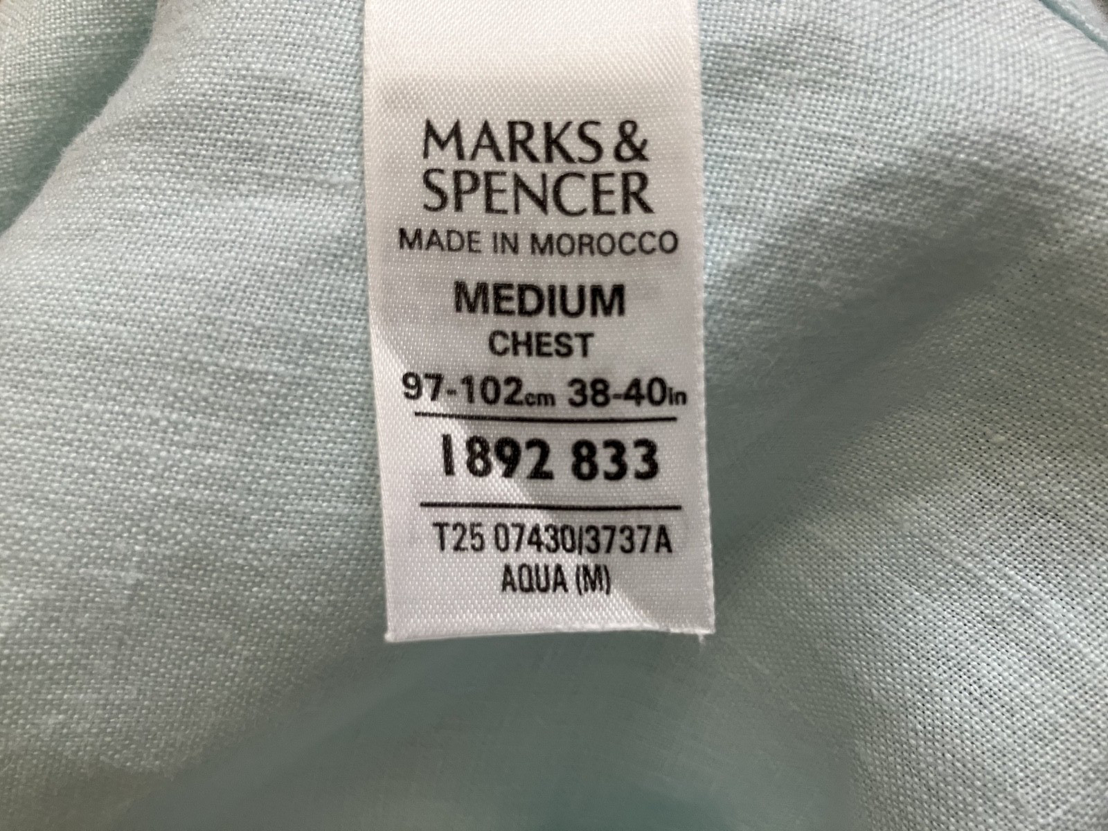 M&S Autograph 100% Linen Tunic Top M (38″-40″) Aqua Short Sleeve Blouse