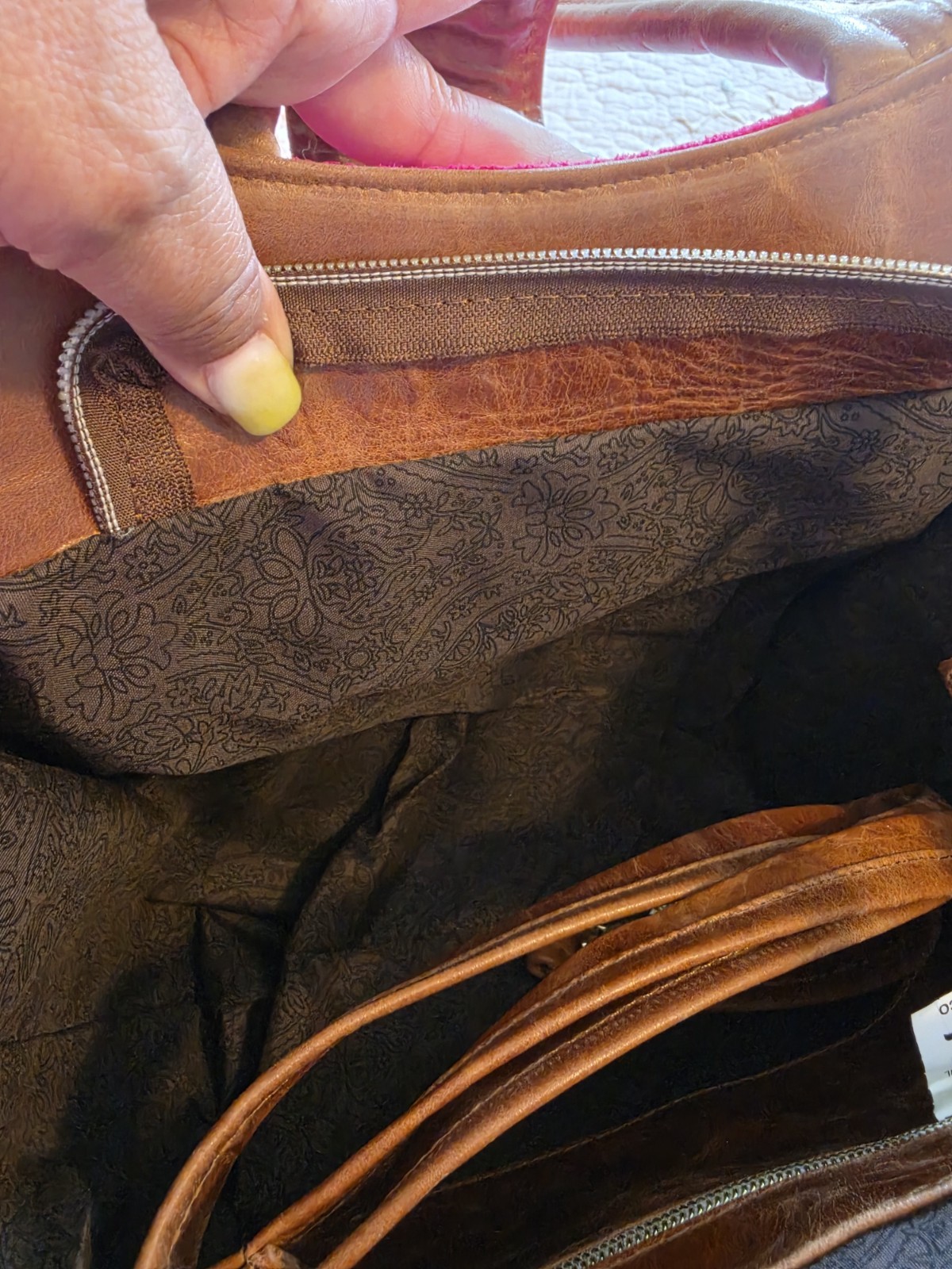 Handcrafted Genuine Leather Tote Bag Hot Pink Embossed Mexican Artisan Purse