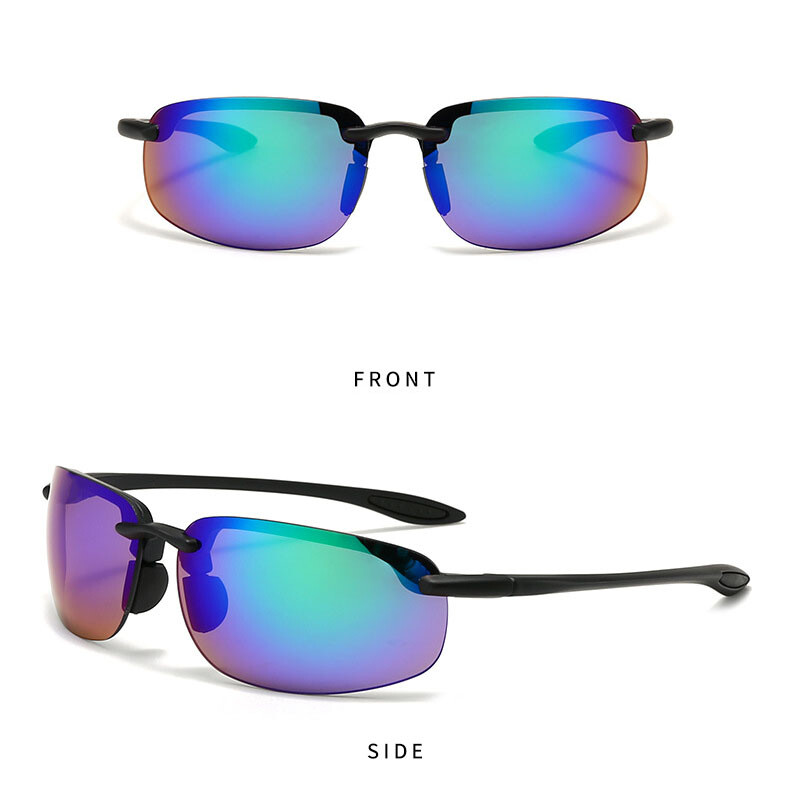 Men Oval Classic Sunglasses Retro Half Frame Outdoor Driving Riding Glasses New