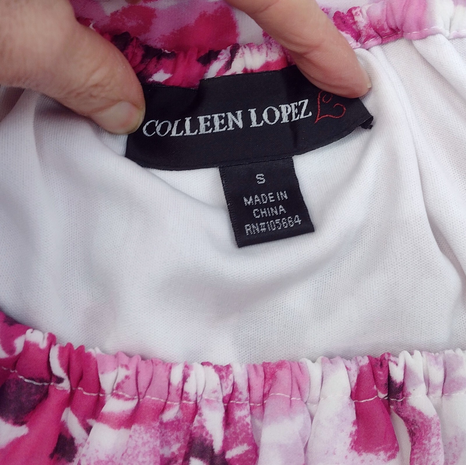 Colleen Lopez Womens Top Small Pink Floral Off Shoulder 3/4 Sleeve Boho