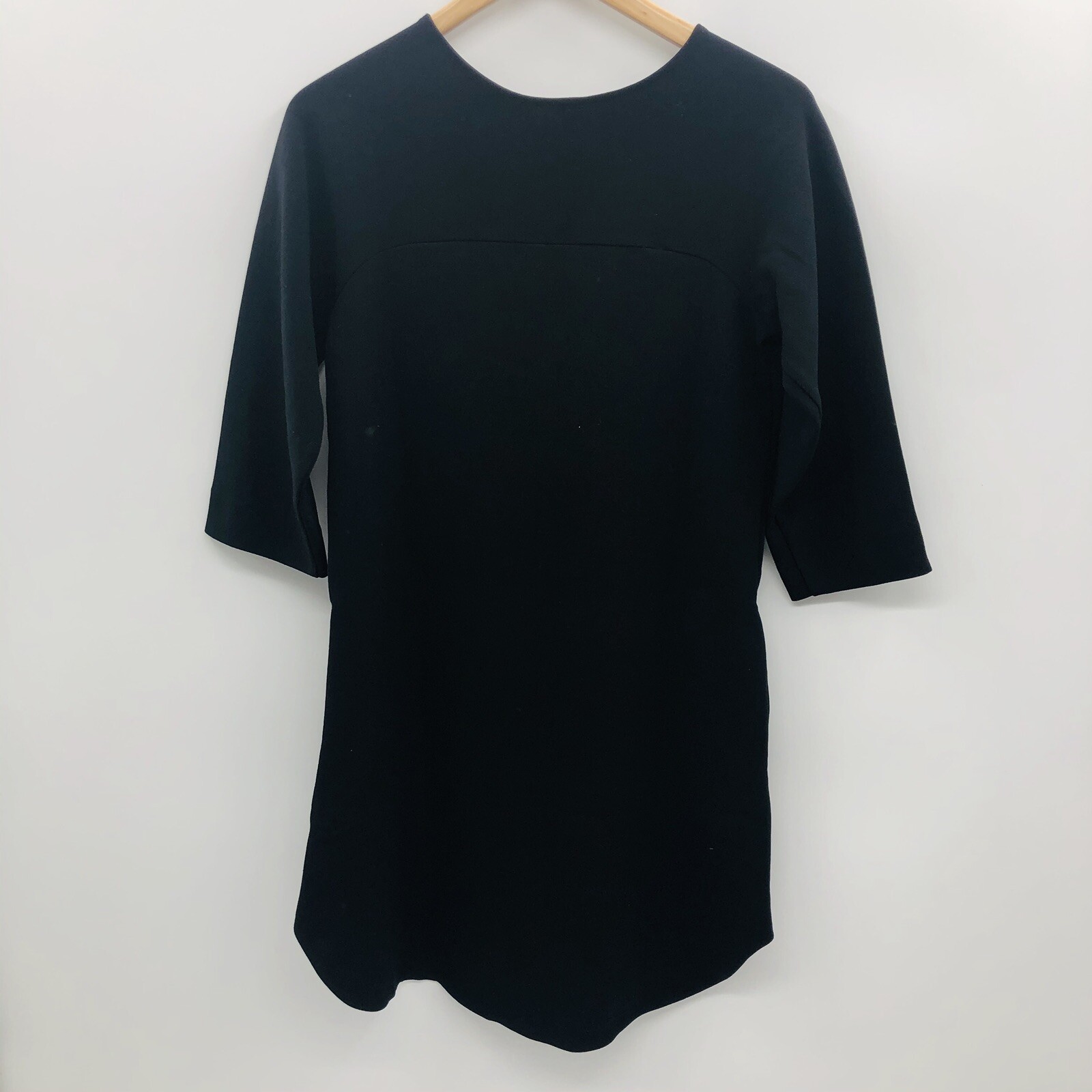 ASOS Womens Size 4 3/4 Sleeve Shift Dress Flutter High Low Hem Black Pockets