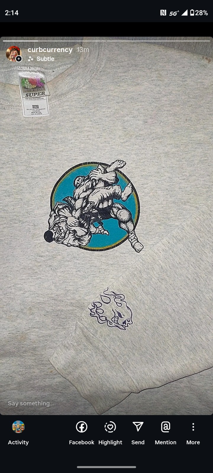 VTG SUMO WRESTLING FOTL SUPER COTTON SWEATSHIRT WARRIOR YIN YANG XL USA 🔥
