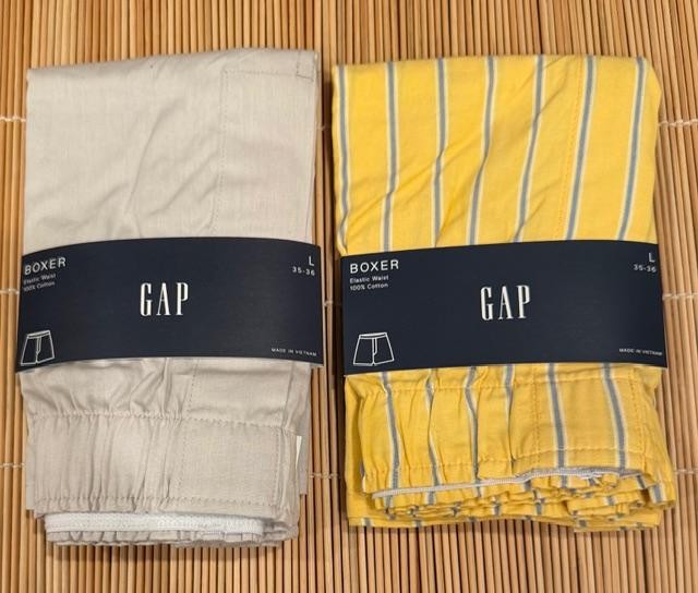 GAP 2 Pairs MEN Boxer 100% Cotton Solid Fog Gray Yellow Stripe You Choose Size
