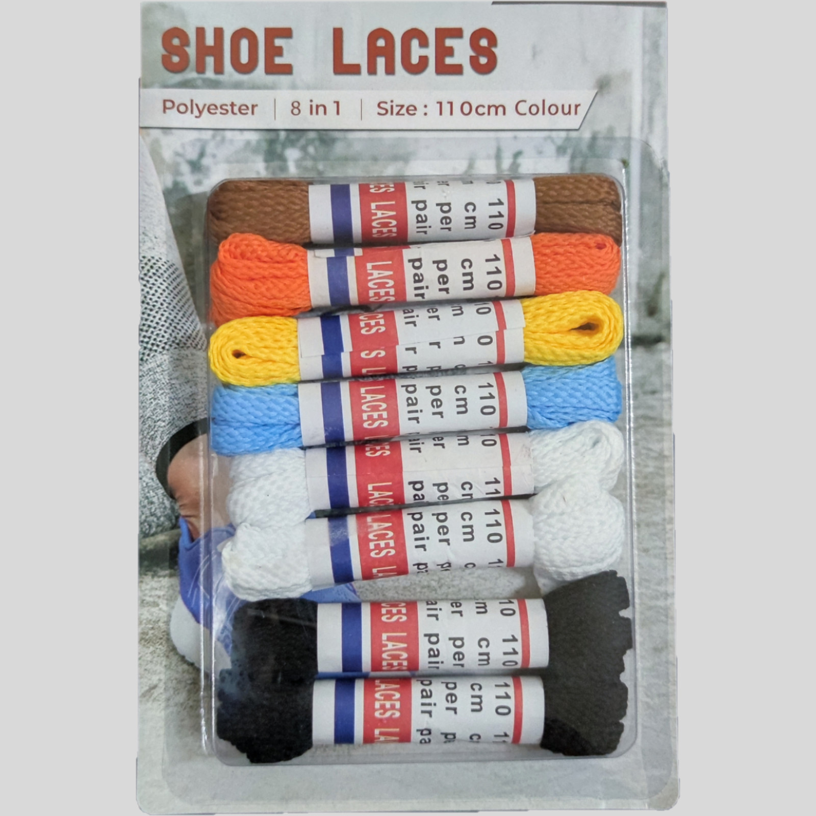 8 pairs Flat Shoelaces 0.8cm Wide Polyester Solid Color for All Sport Shoe