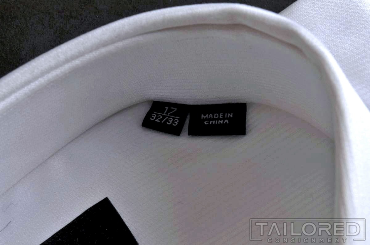 NEW – HUGO BOSS Sharp Fit White Cotton Hidden Placket French Cuff Dress Shirt 17