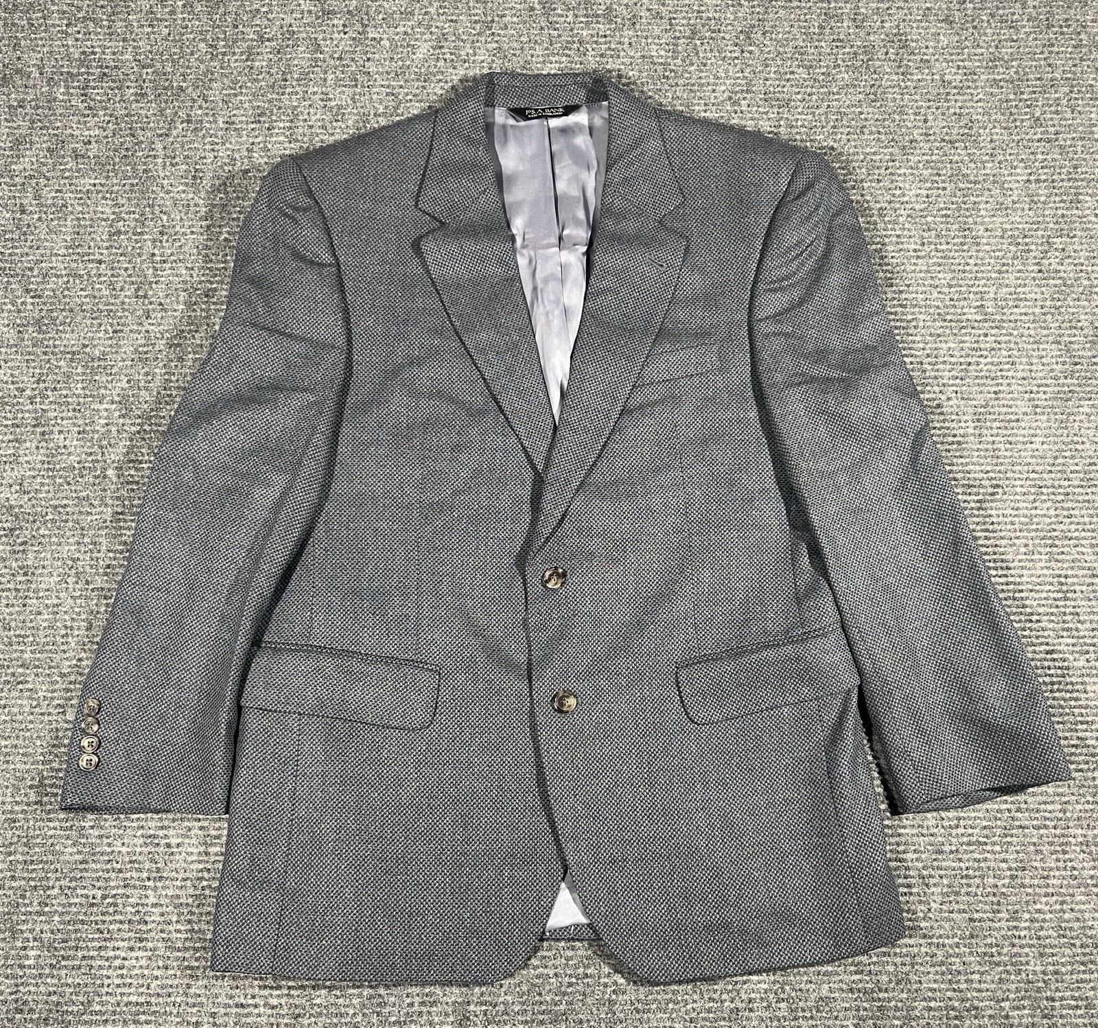 Jos. A. Bank Gray Tweed Silk Wool Blazer 42S Regular Fit 2-Button Notch