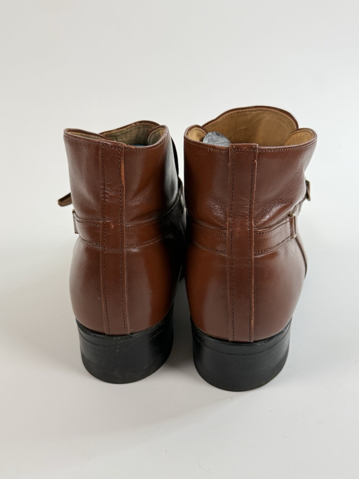 Vintage Bostonian Iron Age Steel Toe Boots Mens Size 11 Brown Leather Monk Strap