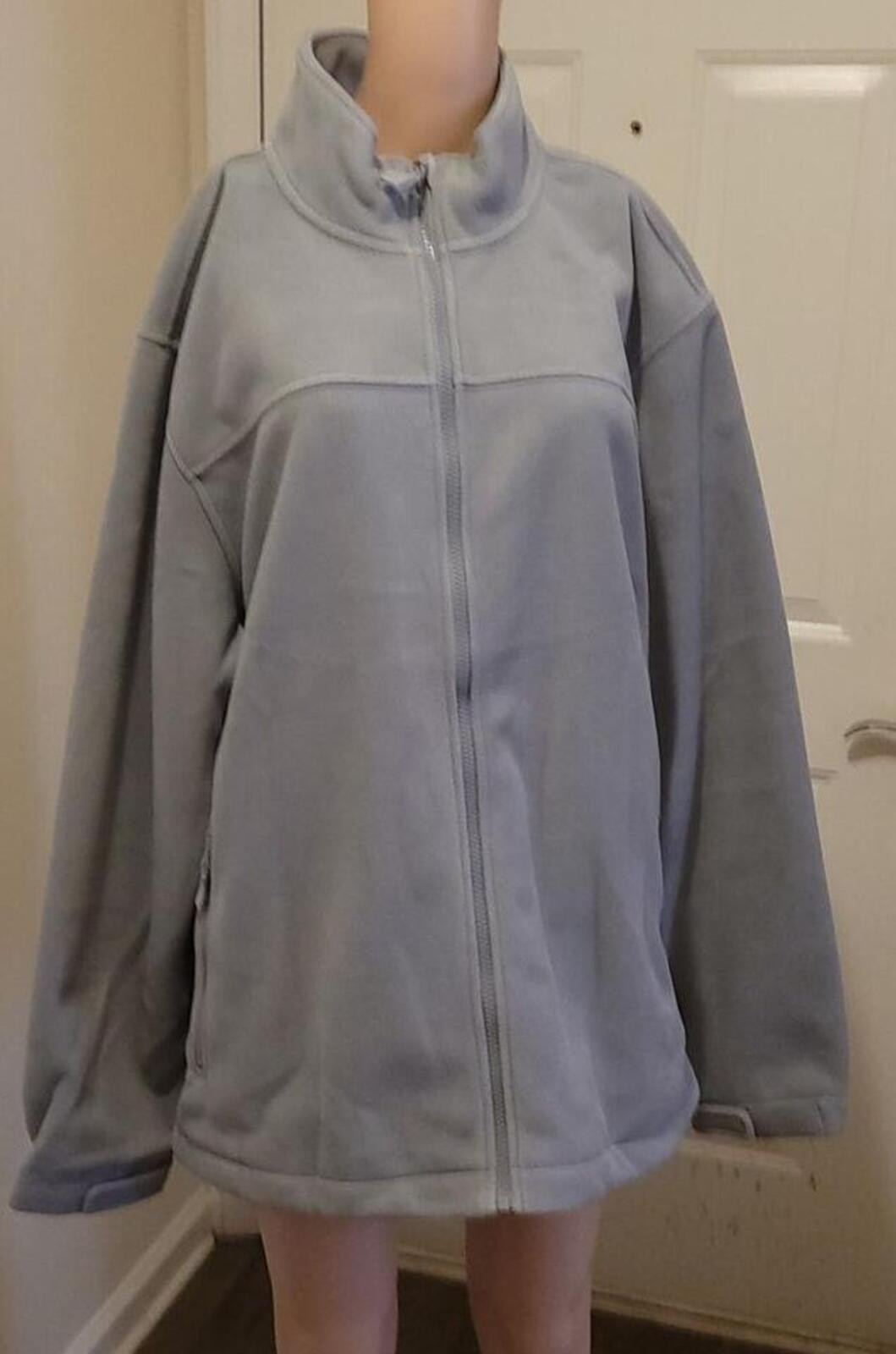 TACVASEN Men’s Gray Fleece Zip-Up Jacket Durable Pockets US Plus Size 2XL