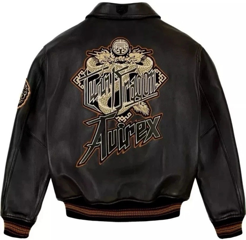 Men’s Black Avirex Bomber Real Classic American Flight Leather Jacket