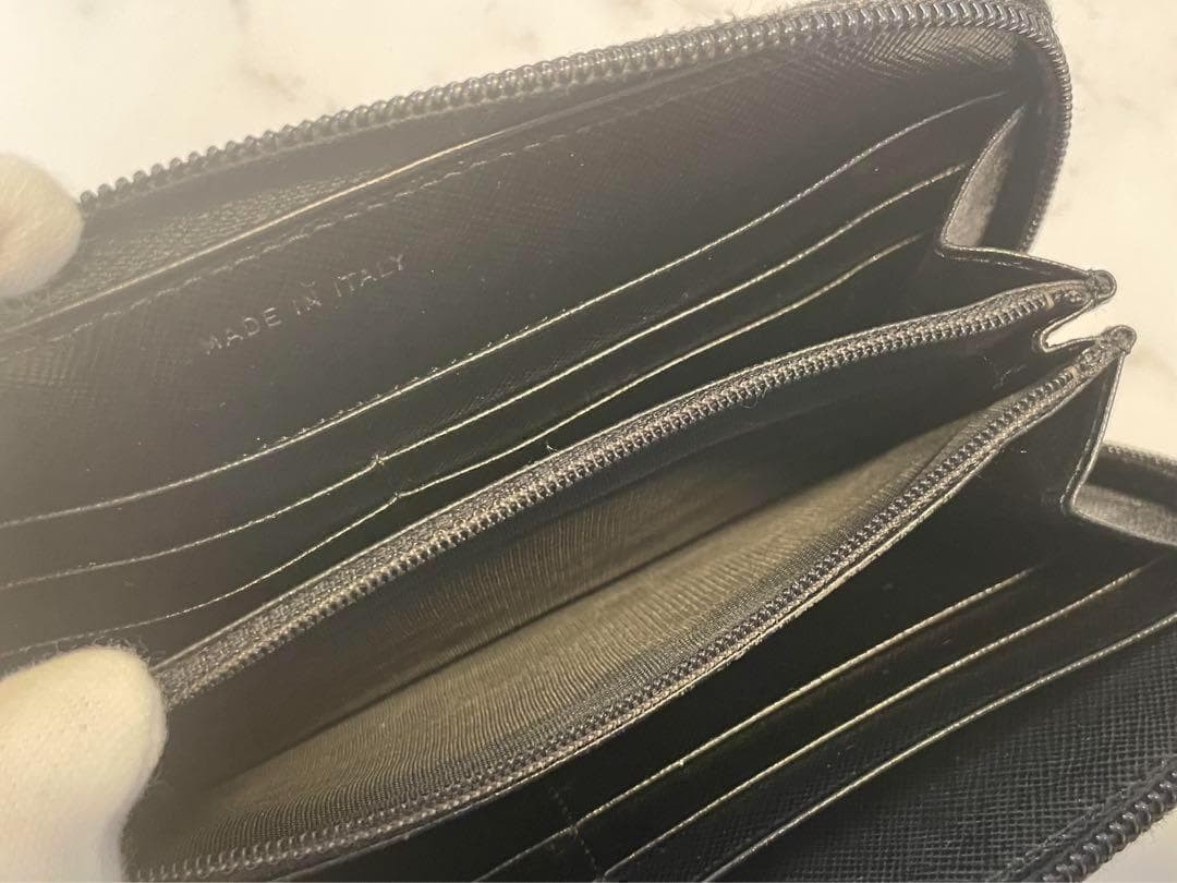 PRADA Long Wallet Round Zipper Triangle Plate Nylon