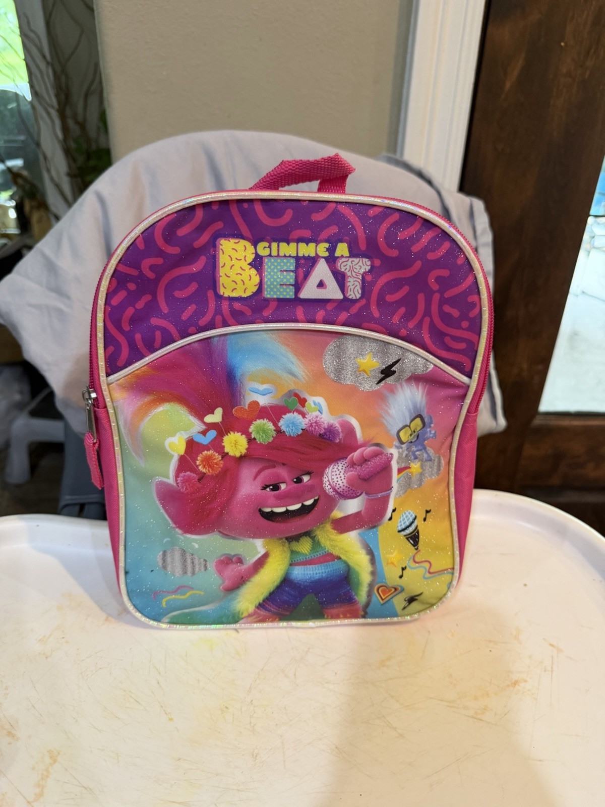 Trolls World Tour Poppy Girls Backpack Pink Embossed. BRAND NEW**