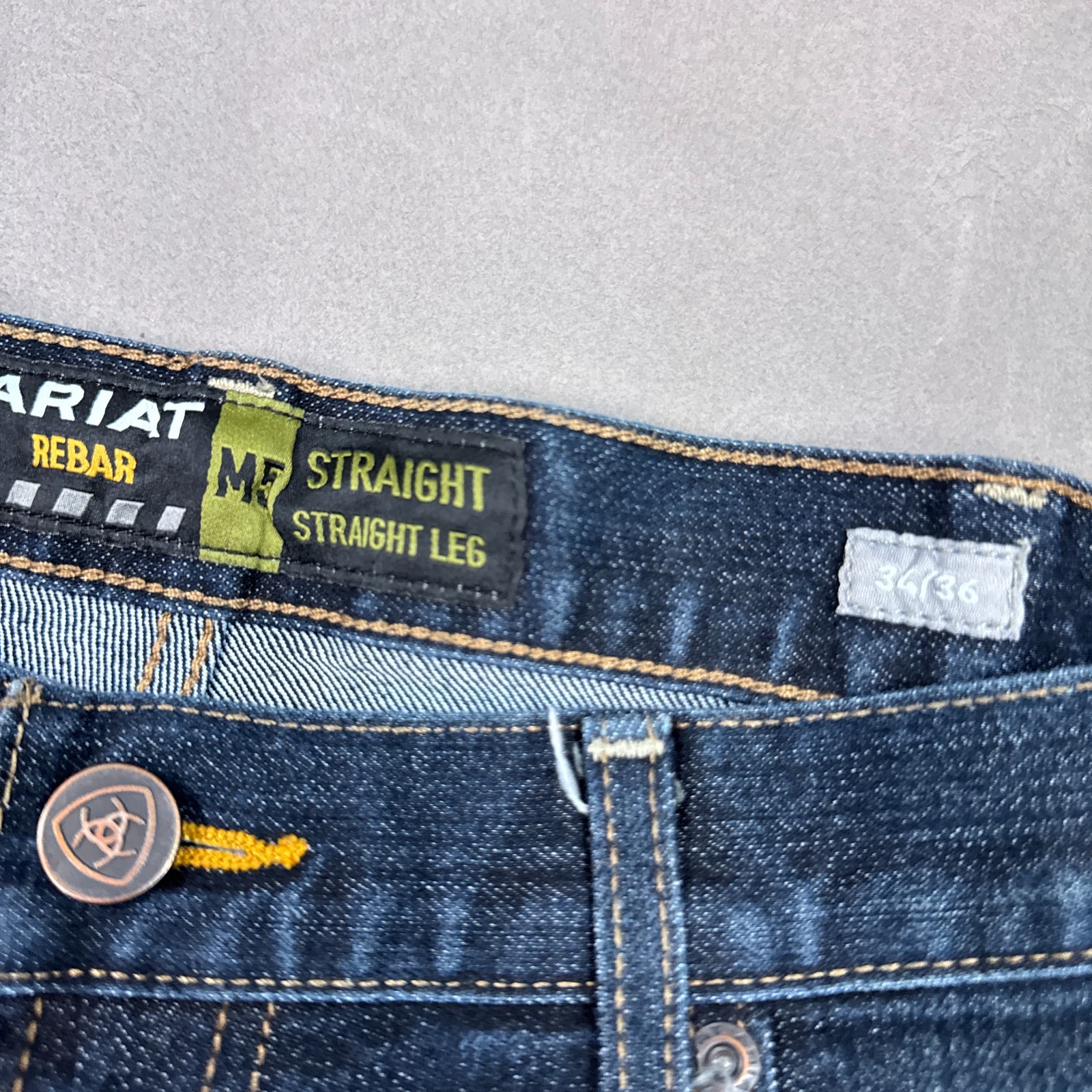 Ariat Jeans Men 34×36 Blue M4 Rebar Stackable Workwear Dark Faded Durastretch