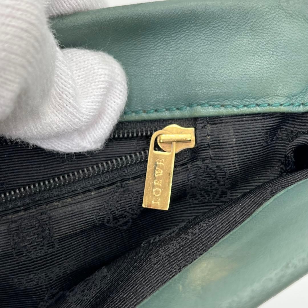 Loewe Anagram One-Shoulder Bag Green Embossed Logo Pouch Japan 069955