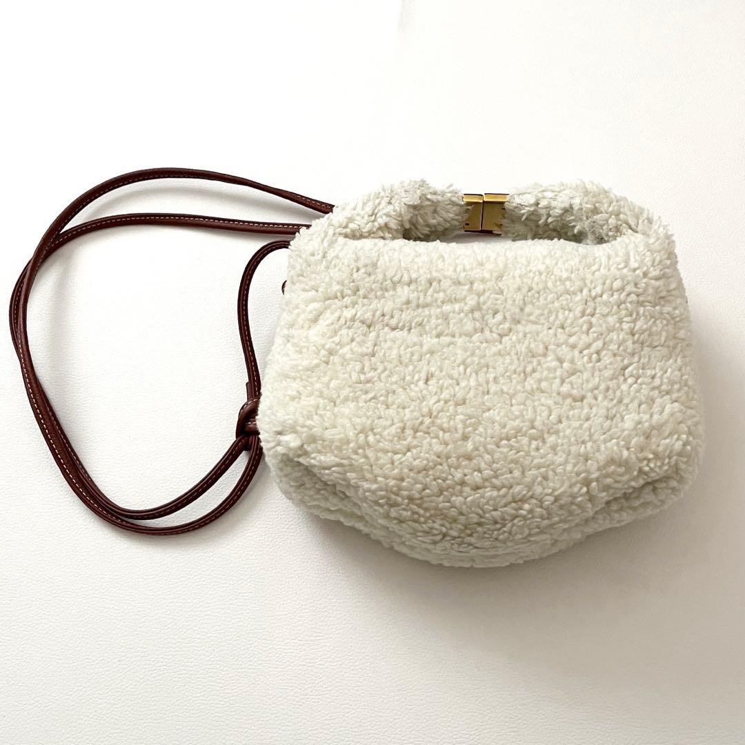 POLENE Berry Boucle Ecru Shoulder Bag Boa Leather from Japan
