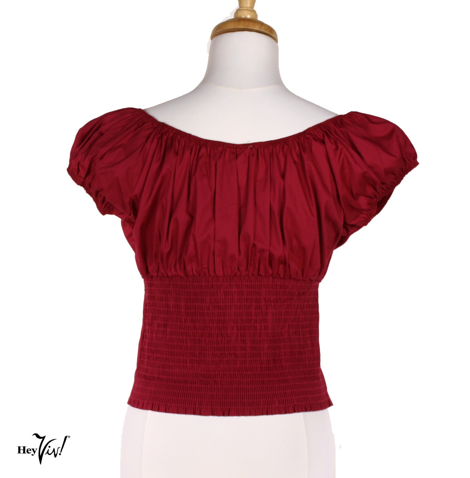 Magenta Peasant Blouse Top On/Off Shoulder Smocked Back Retro Size M – Hey Viv