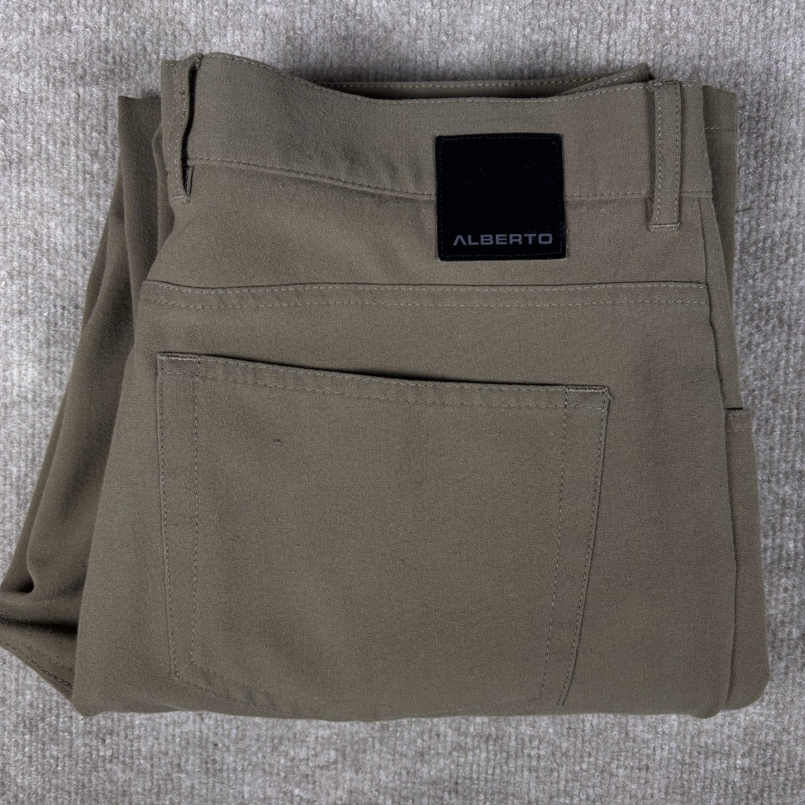 ALBERTO Ceramica Men’s Beige Twill Stretch Comfort Fit Straight Pants Size 34