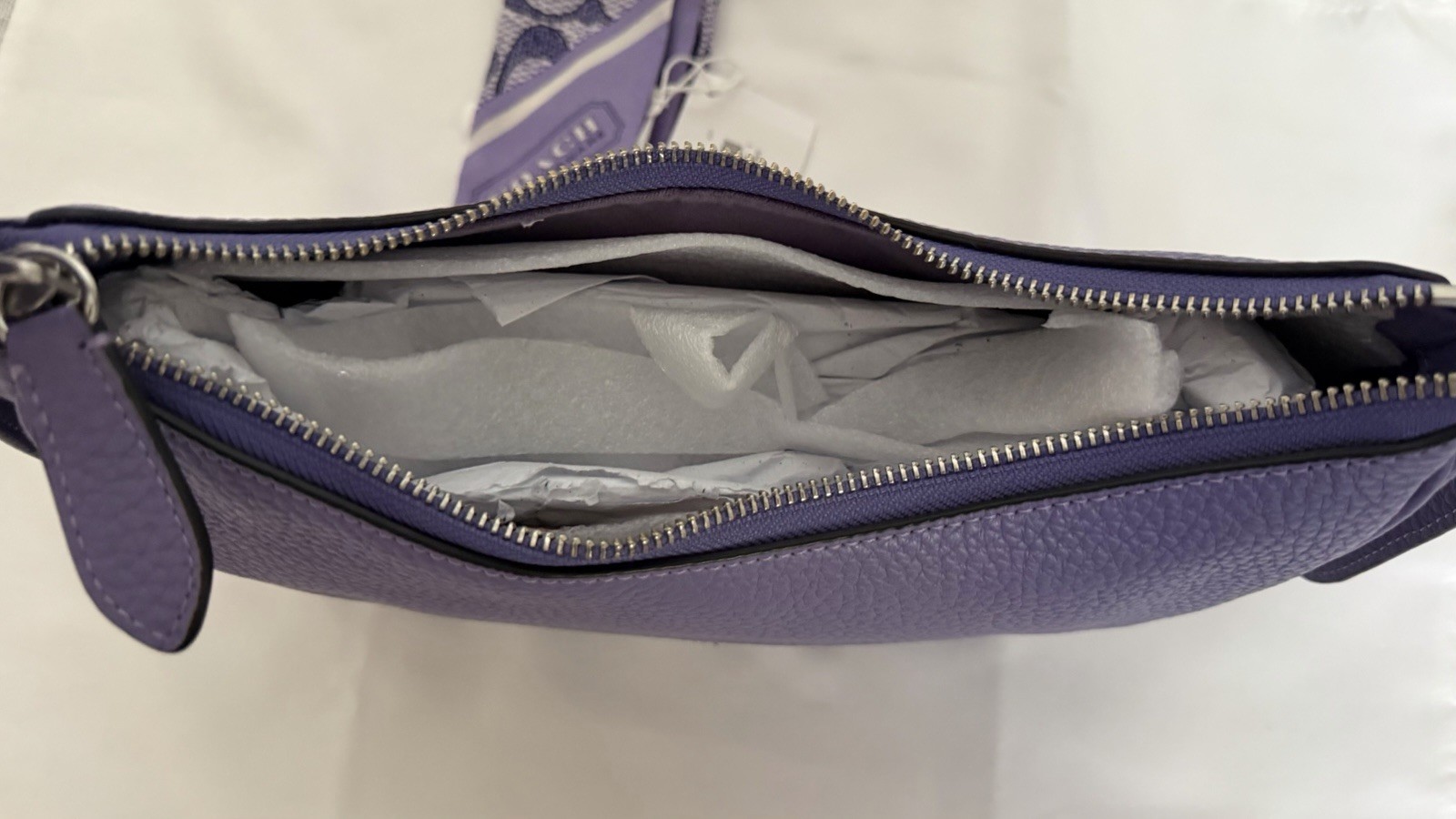 Coach CC439 LUNA Shoulder Bag In LIGHT VIOLET Plus Monogram Silk Scarf
