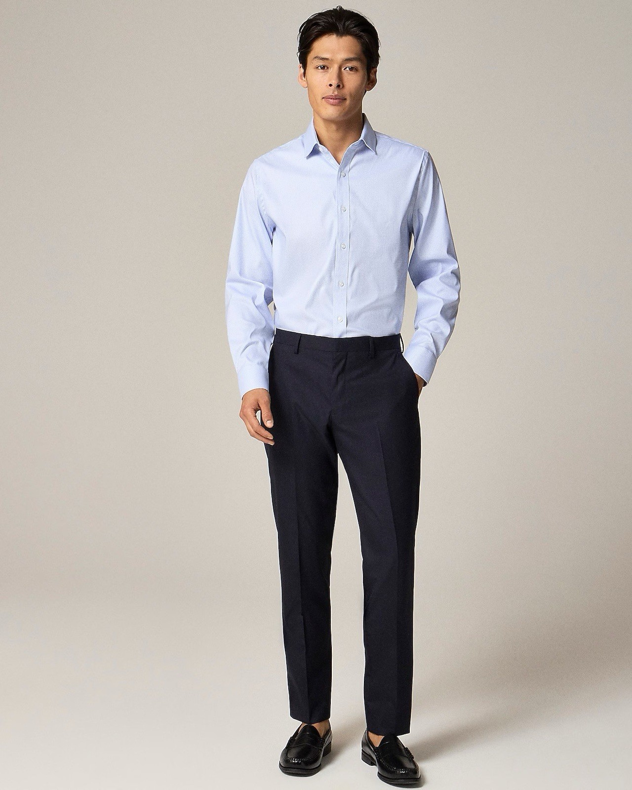 J. CREW Bowery Slim Performance Stretch Dress Shirt in Blue Check Size M CA351