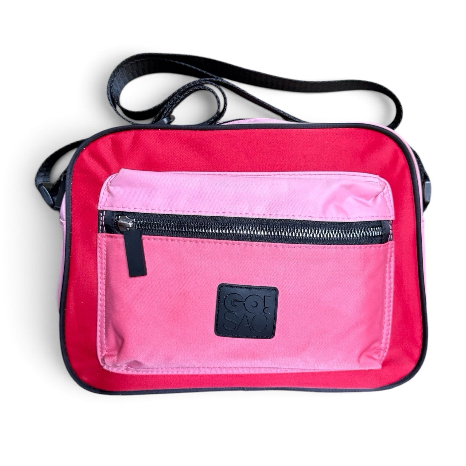 Go! Sac Nylon Shoulder Bag Hot Pink Light Pink Gradient Retro Messenger 90s Styl