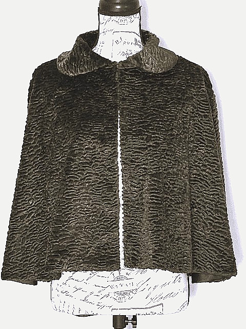 Lord & Taylor Faux Fur Cape Dark Moss Green One Size