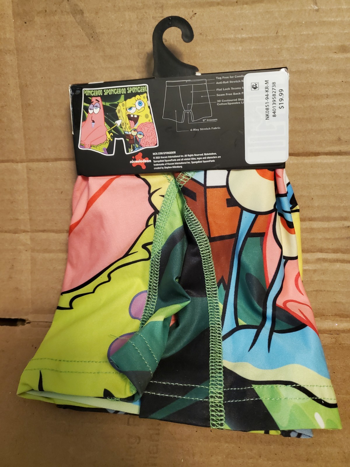 Men’s Novelty Underwear: (1) Boxer Brief – SpongeBob Medium (32-34) waist!