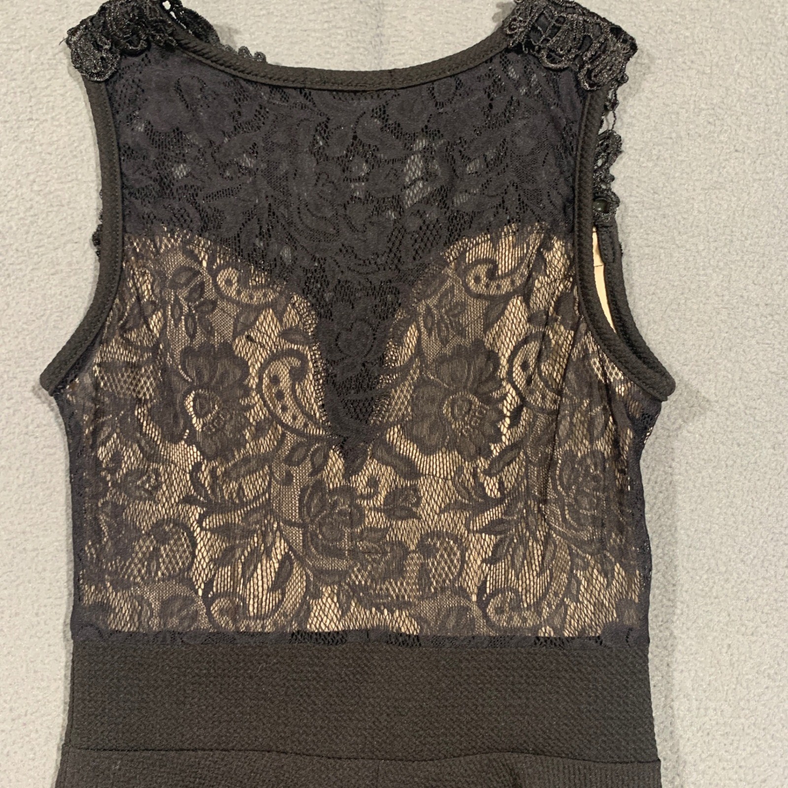 Entry Dress Womens Small Black Lace Crochet Mini LBD Fit and Flare