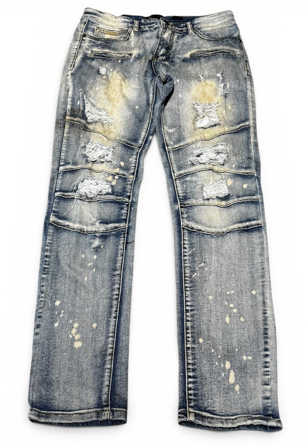 Waimea Skinny Fit Distressed Jeans Men’s 32×32 Bleach Splatter Moto Denim