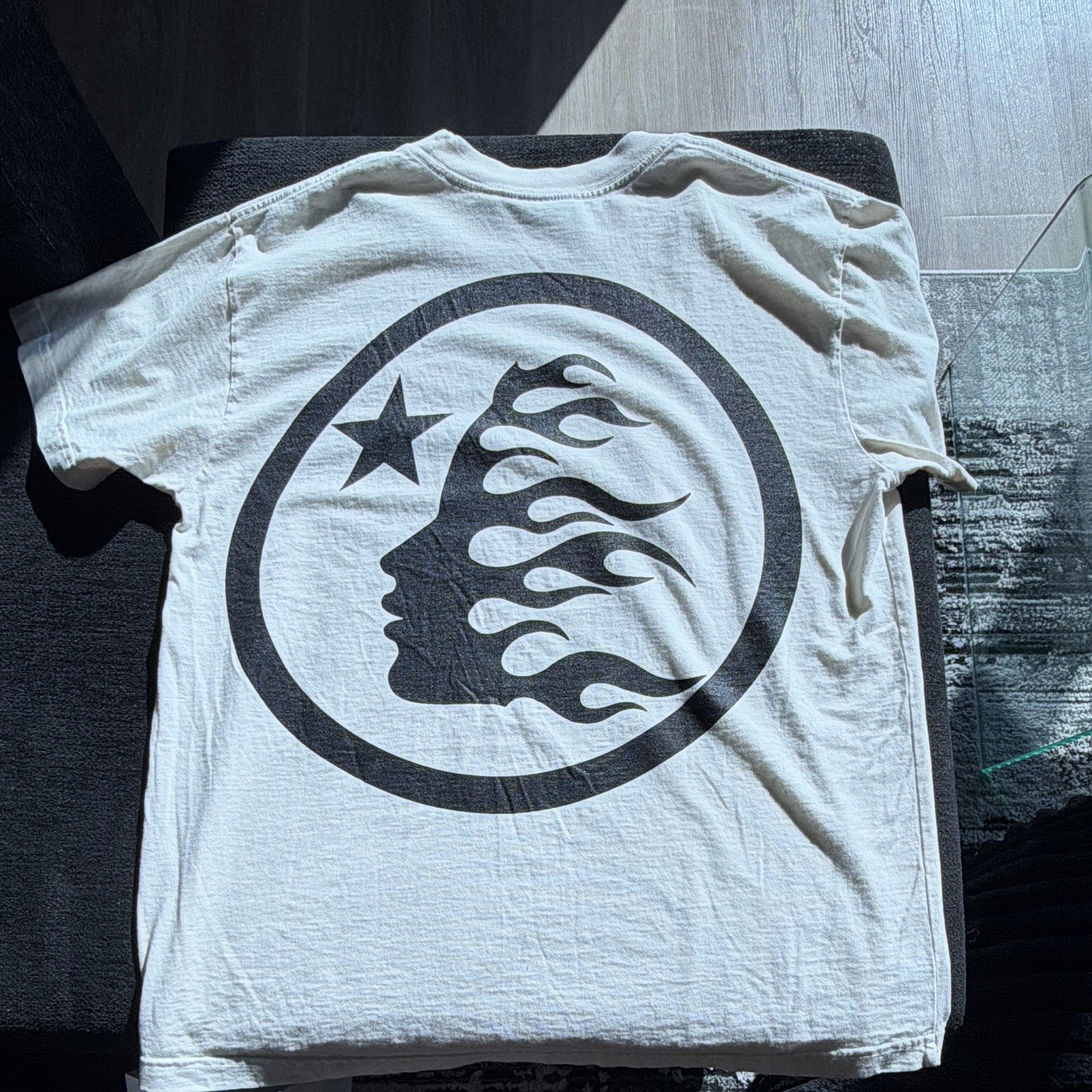 HELLSTAR Men’s White Size S Double-Sided Angel Logo Graphic Cotton Tee