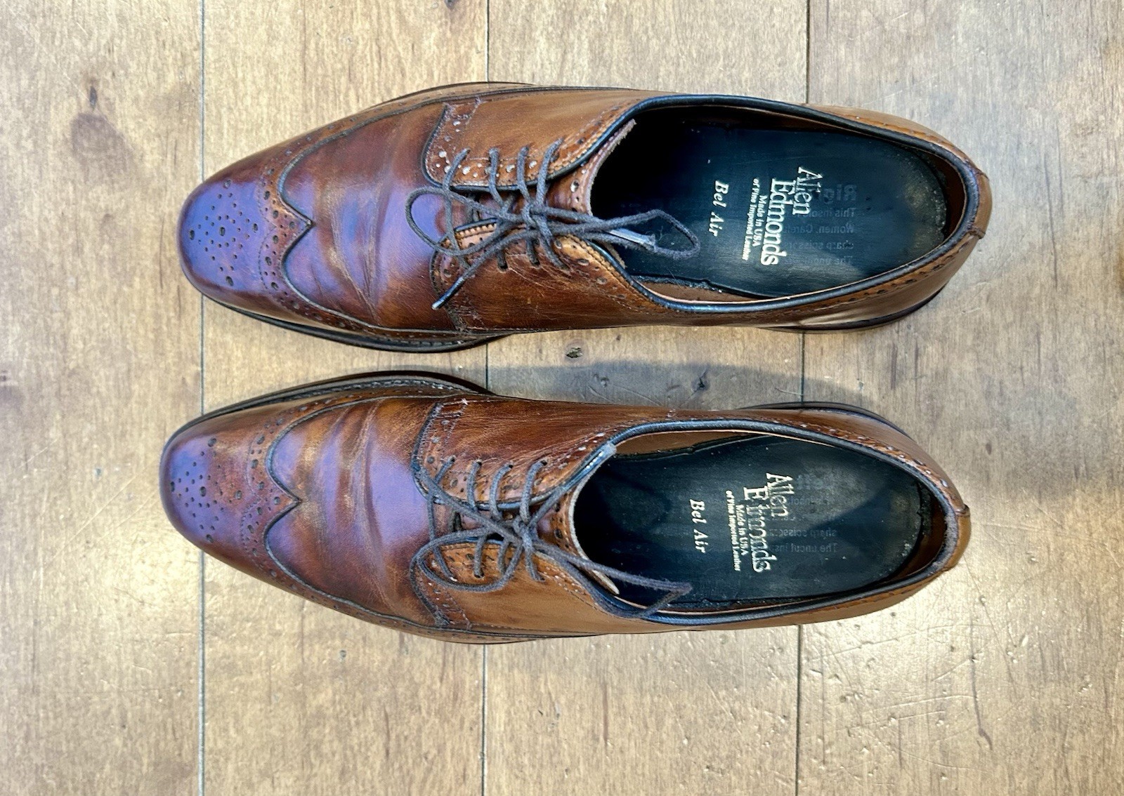 Allen Edmonds Bel Air Wingtip Mens 10 D Brown Leather Brogue Oxford Shoes