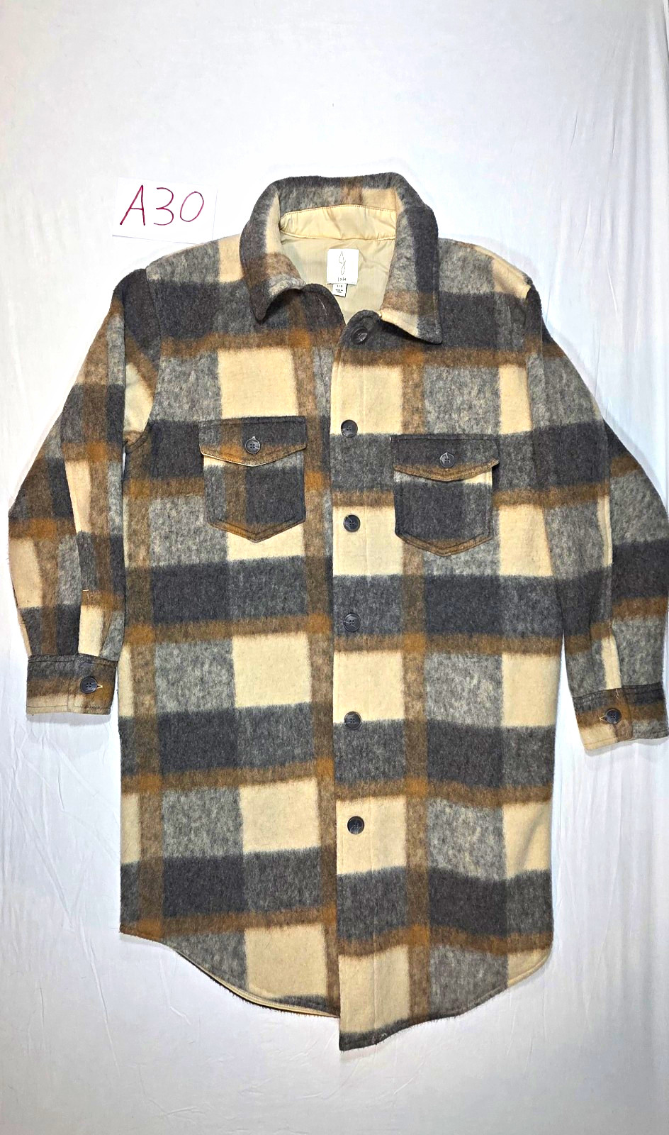 Joie Women’s Plaid Shacket Jacket L Button Front Pockets Wool Blend Lined