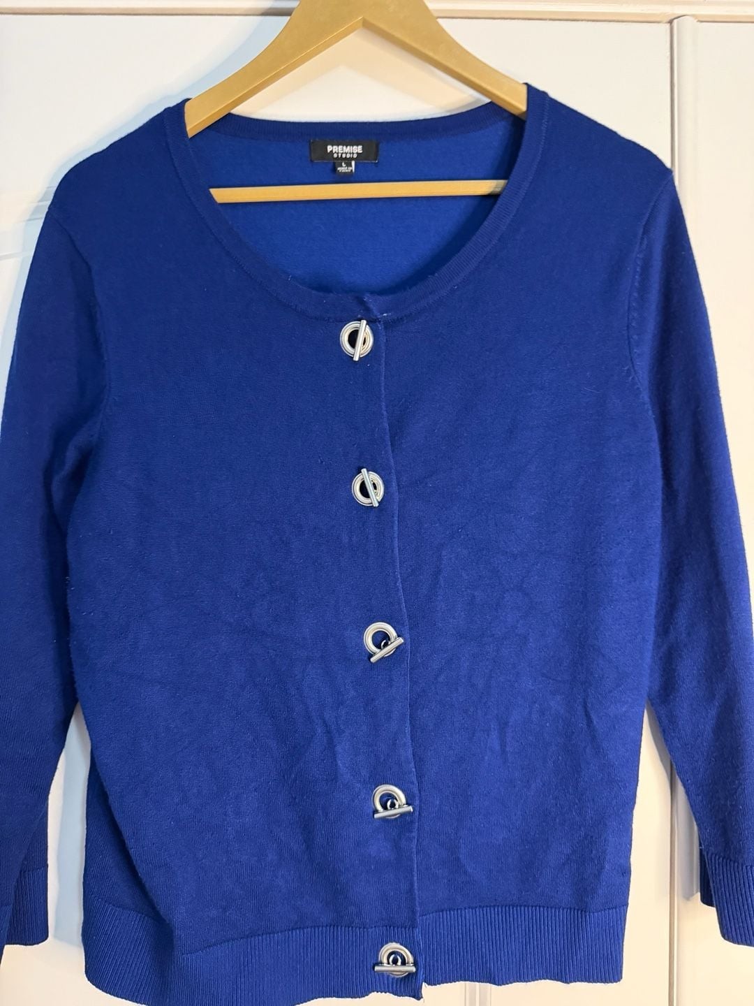 Premise Studio Women’s Royal Blue Cardigan Sweater with Toggle Closures