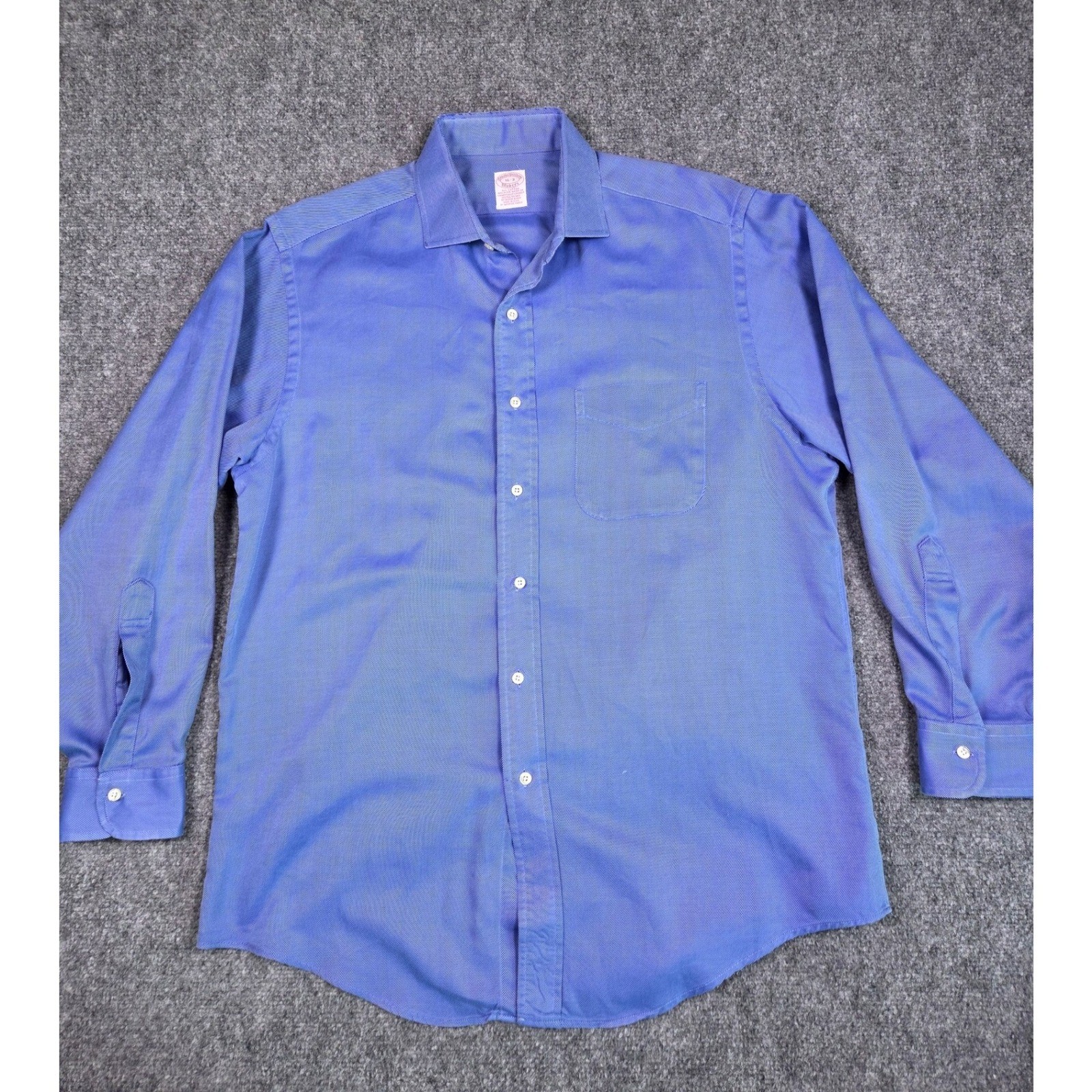 Brooks Brothers Makers Button Down Mens 16-3 Blue Twill Long Sleeve USA Made