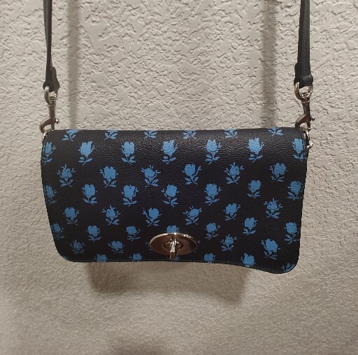 Coach Ruby Badlands Floral Mini Leather Crossbody 9″ Midnight Blue w/COA – MINT!