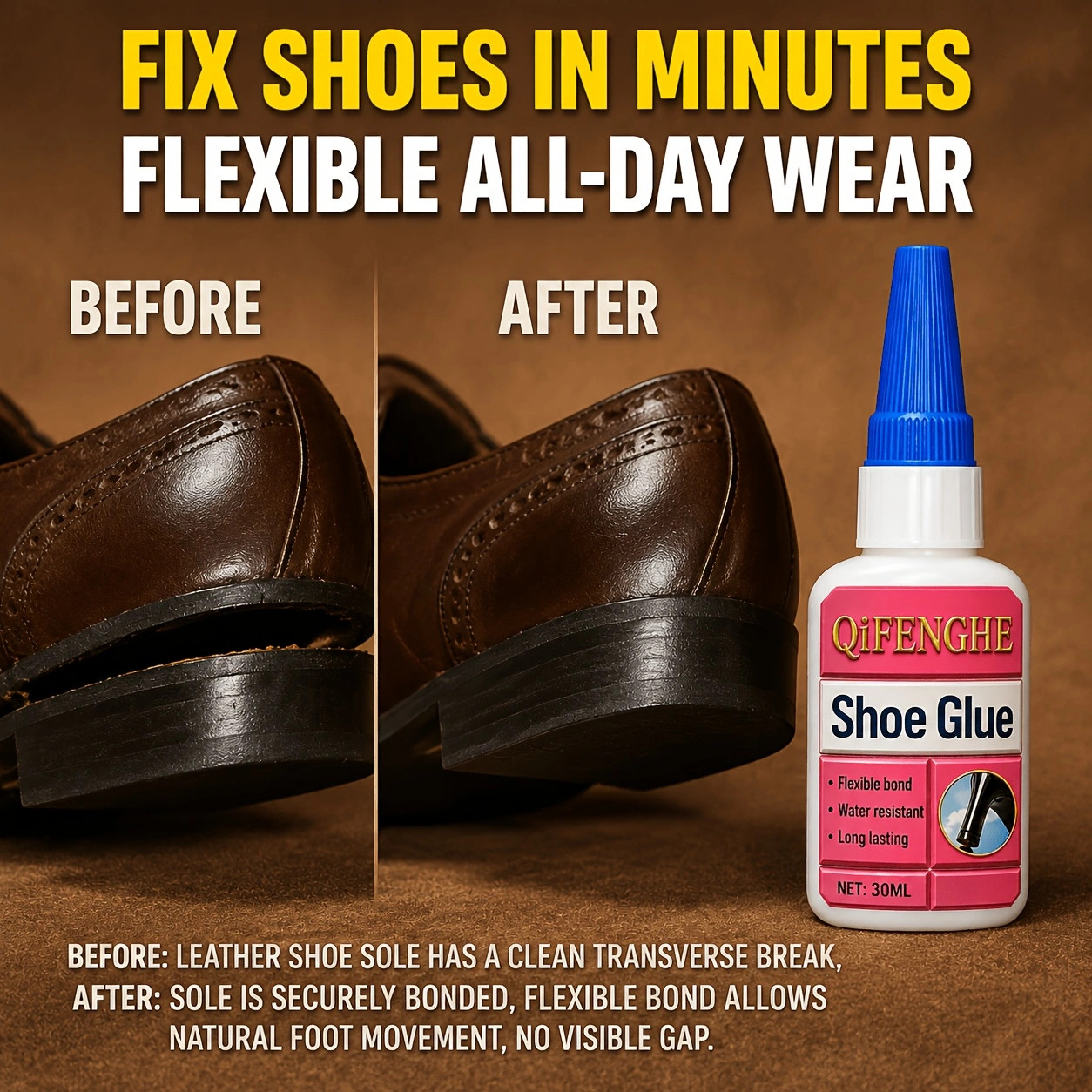 Shoe Glue 30ml Flexible Waterproof Strong Adhesive for Sneakers Sandals Boots Sh