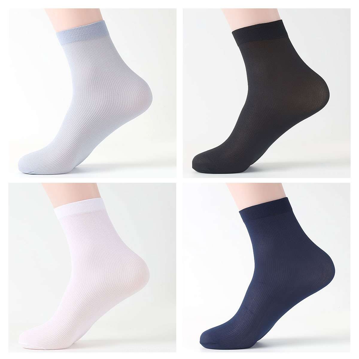 10 Pairs Set Men Summer Thin Sheer Silk Evening Transparent Dress Business Socks