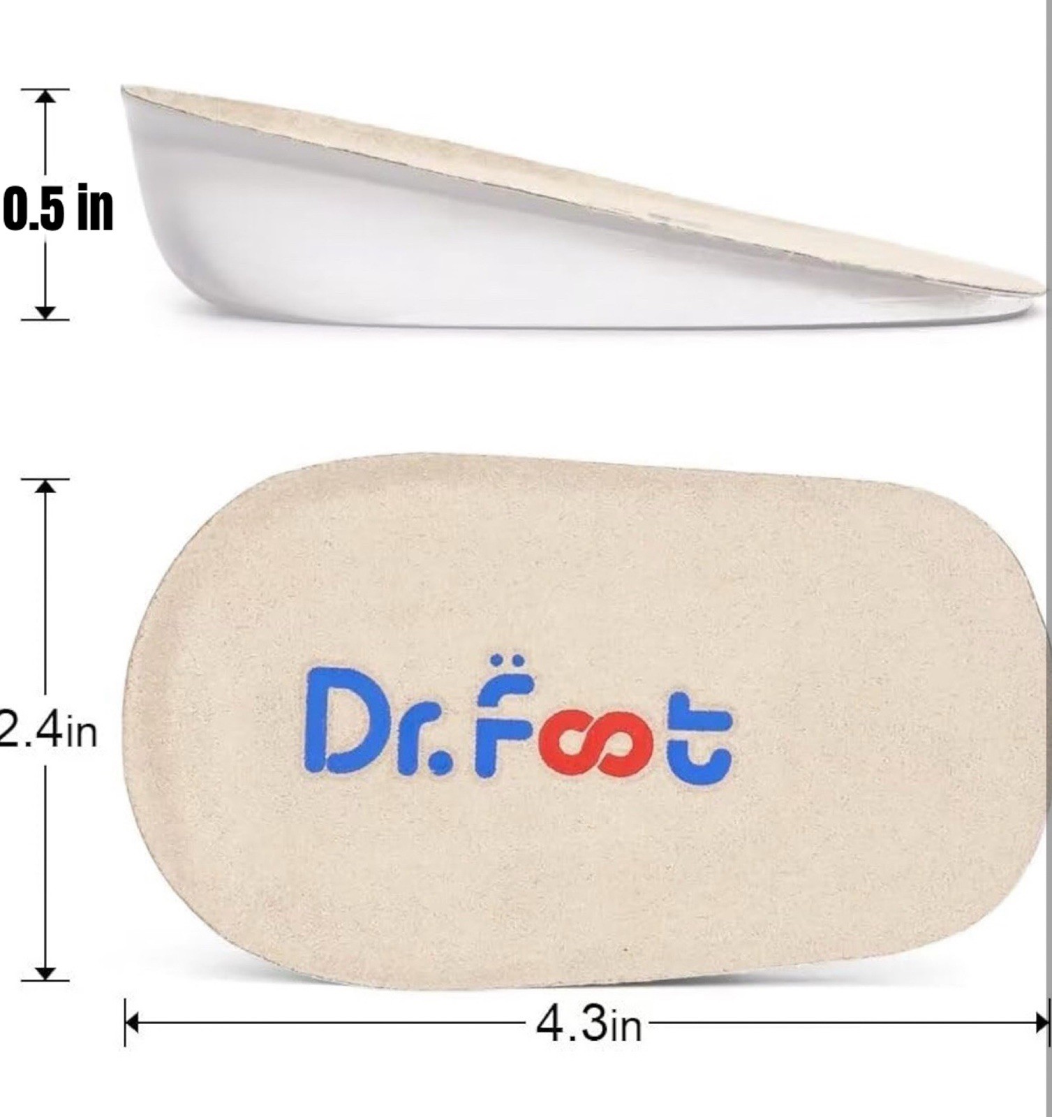 Dr.Foot Adjustable Orthopedic Heel Lift Inserts, Height Increase Insole for Leg