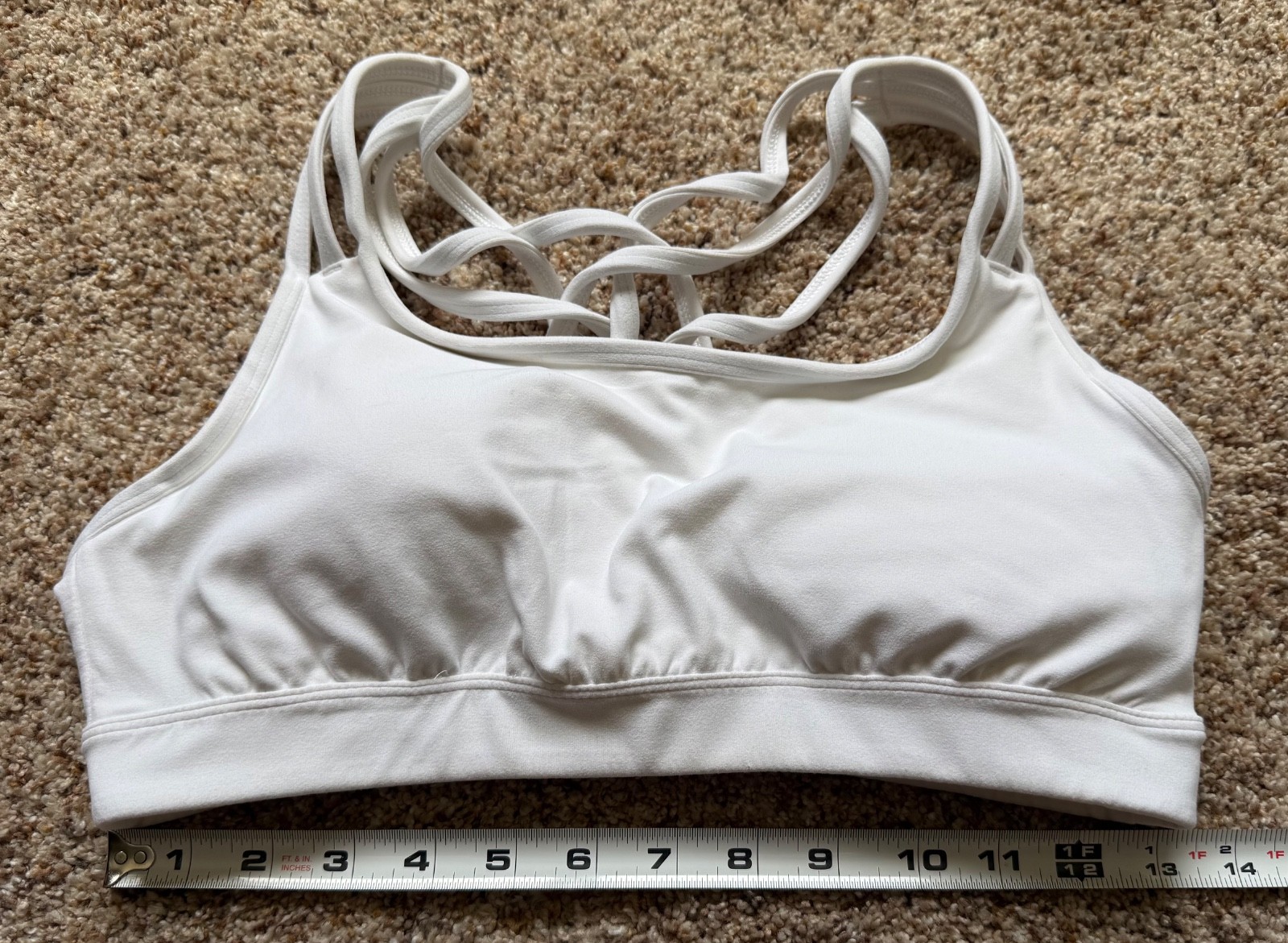 Athleta Womens White Multi Strap Lattice Back Sports Bra 591284-01 Medium NWOT