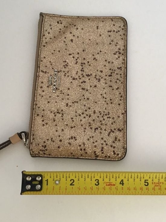 Coach F38641 Star Glitter Gold Metallic Leather Wristlet Wallet